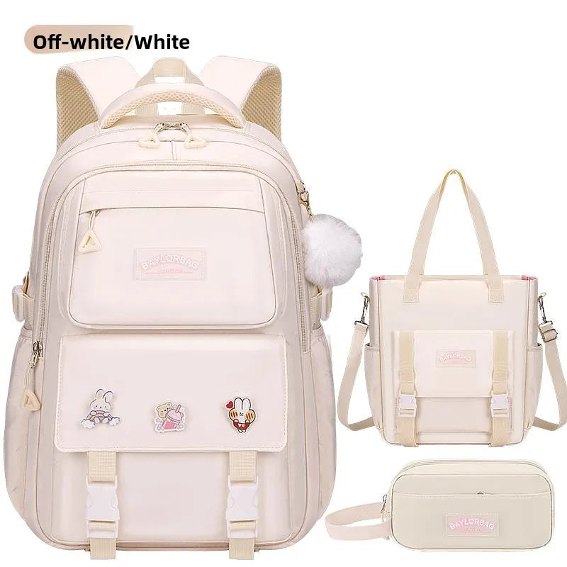 Cute School Bag for Little Girls Primary Student Double Shoulder Backpack after Class Tutoring Lightweight Waterproof Nylon