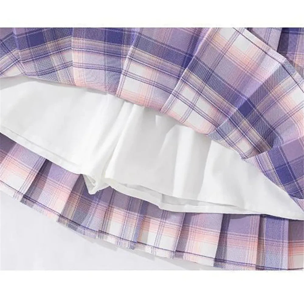 Kids' Summer School Outfit - Kawii Bunny & Strawberry T-Shirt top + Plaid Skirt 2 piece Set Fashion Girls Clothes