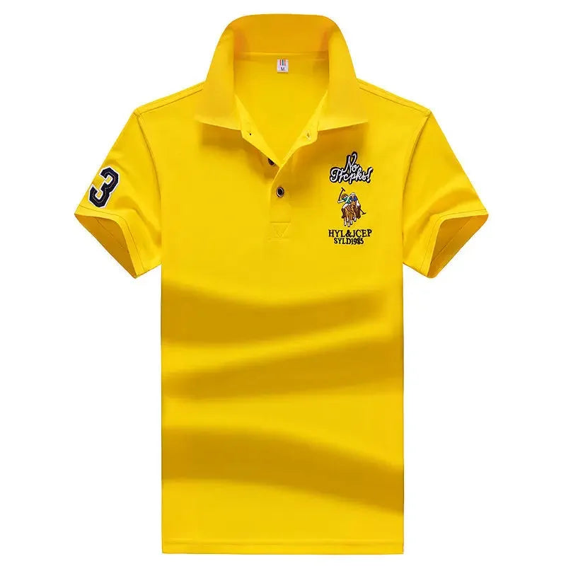 T Shirt For Men Embroidery Top Graphic Man With Collar Tee Yellow Polo Shirts Stylish Men's Clothing Comfortable Cheap Clothes