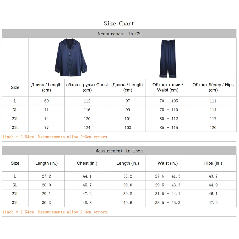 Men's 100% Real Silk Pajamas Set for Men Sleepwear Loungewear Long Sleeve Button Down PJ with Pocket Luxury 19 Momme
