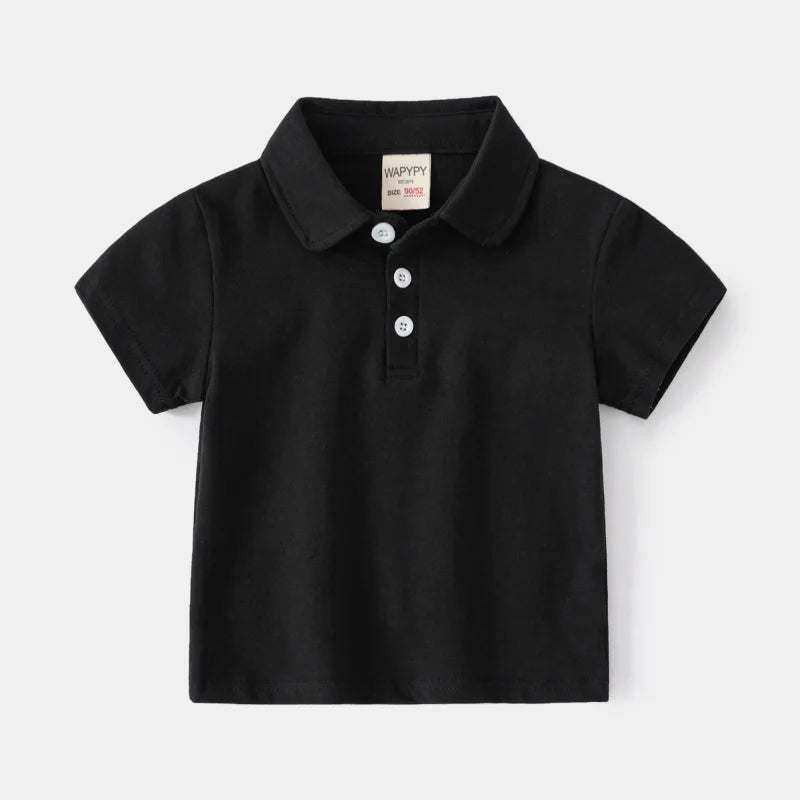 Korean Polo Tshirt Boy 100% Cotton Boys Clothes for School Uniform 2024 Shirts Solid White Black Green Polos Children's Clothing