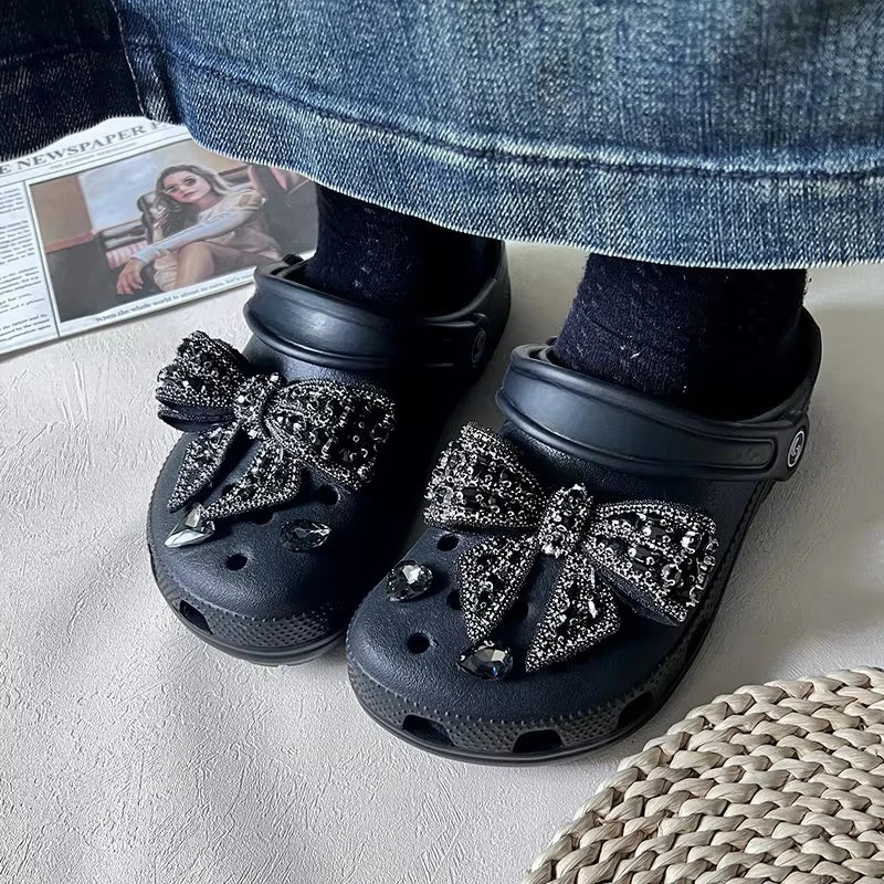 Fashion Elegant Bow Shoes Charms Faux Diamond DIY Fashion Accessories Suitable for Hole Shoes, Sandals Holidays Party Gifts