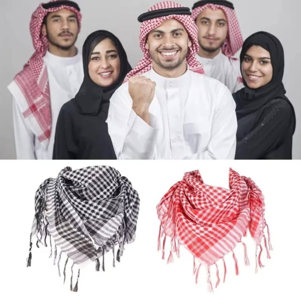 Arabic Scarf Large Arab Shemagh Headscarf with Tassel Costume Desert Scarf Bandana Keffiyeh for Men Women