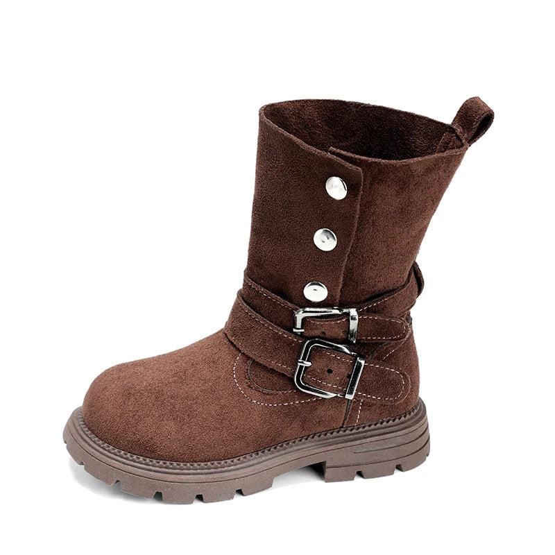 2026 New Children's Autumn Boots Classic Trend Girls Causal Ankle Boots Retro Fashion Kids Simple Leather Short Boots Round-toe