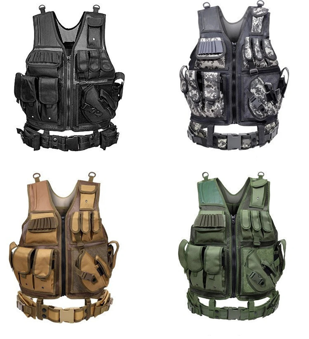 Tactical Vest Combat Body Armor Adjustable Molle Security Guard Vests Hunting Army Outdoor CS War Game Airsoft Training Jacket