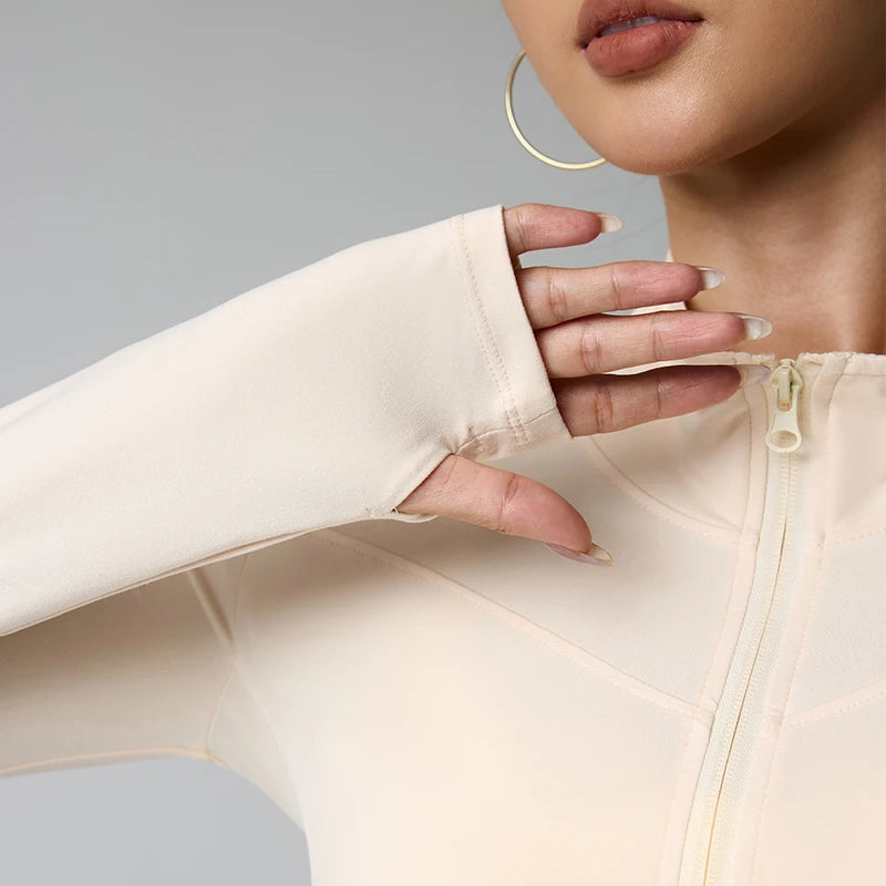 Women Slim Sun Protection Jacket Long Sleeve Yoga Coat Skinny Fitness Running Sportswear Thin Summer Outerwear