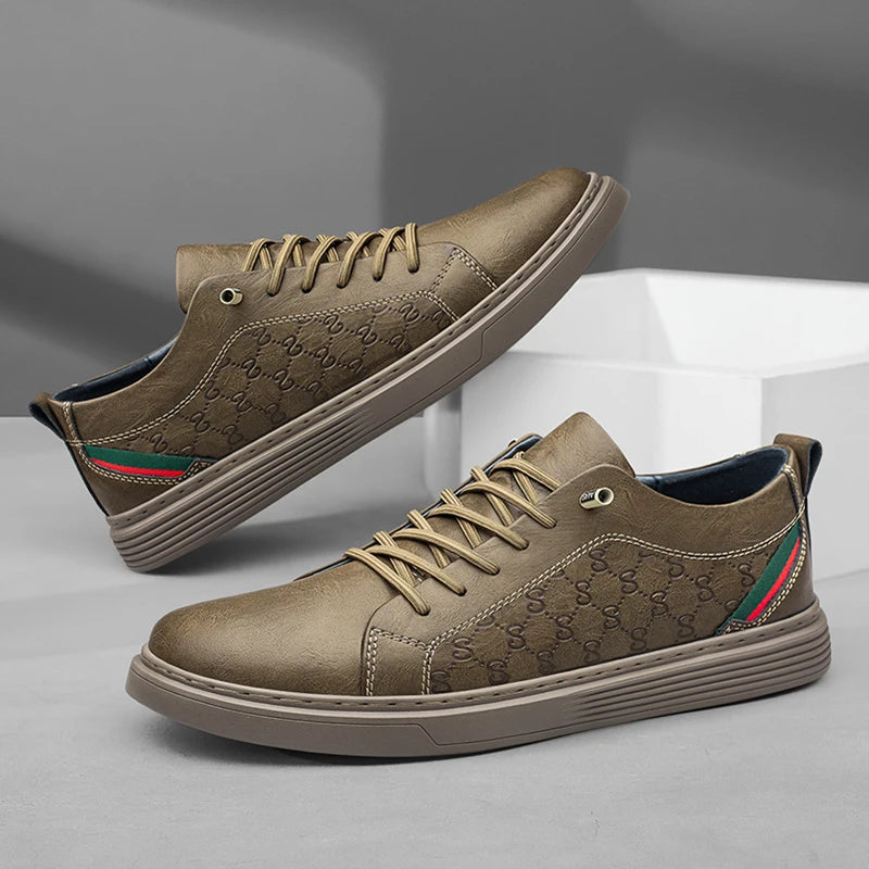 2025 Italian Brand Men's Genuine Leather Shoes Classic Khaki Oxford Shoes Wear-resistant Soles Men's Outdoor Hiking Shoes