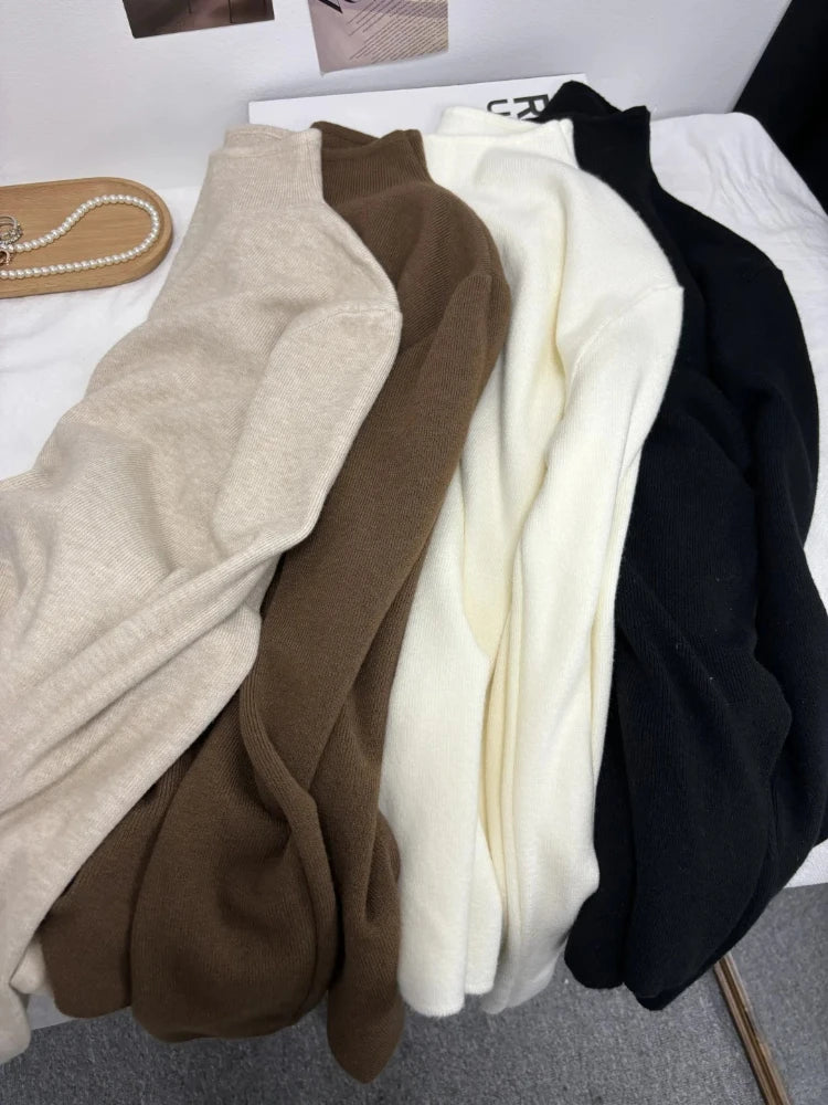 Women's Casual Vintage Knitted Long Sleeve Pullovers 2026 Autumn Winter Fashion Turtleneck Ladies Solid Sweater Woman clothing