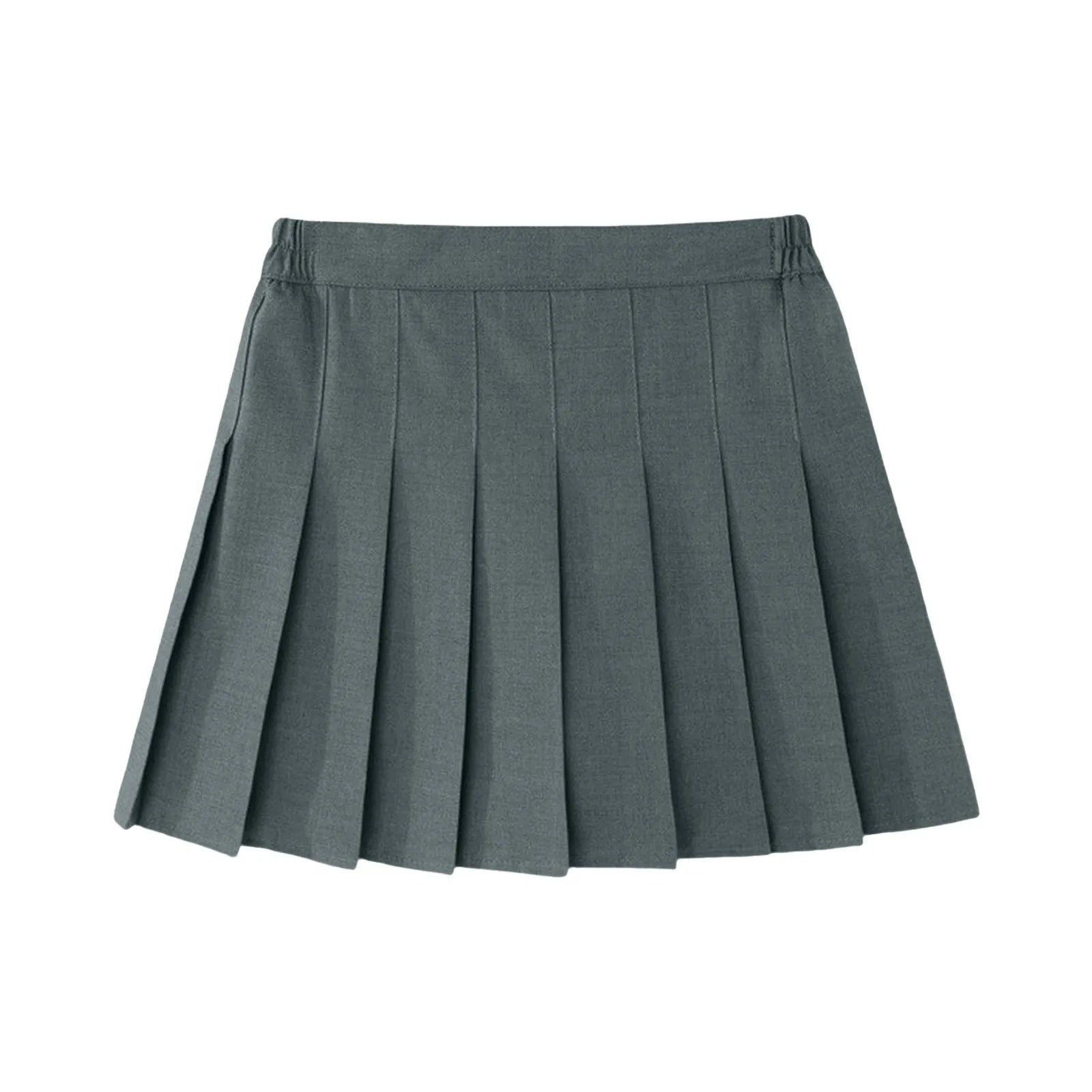 Girls Summer Skirts Kids Fashion Solid Color Pleated High Waist A-Line Skirts Daily Casual Elastic Waist Mini Skirt Bottoms
