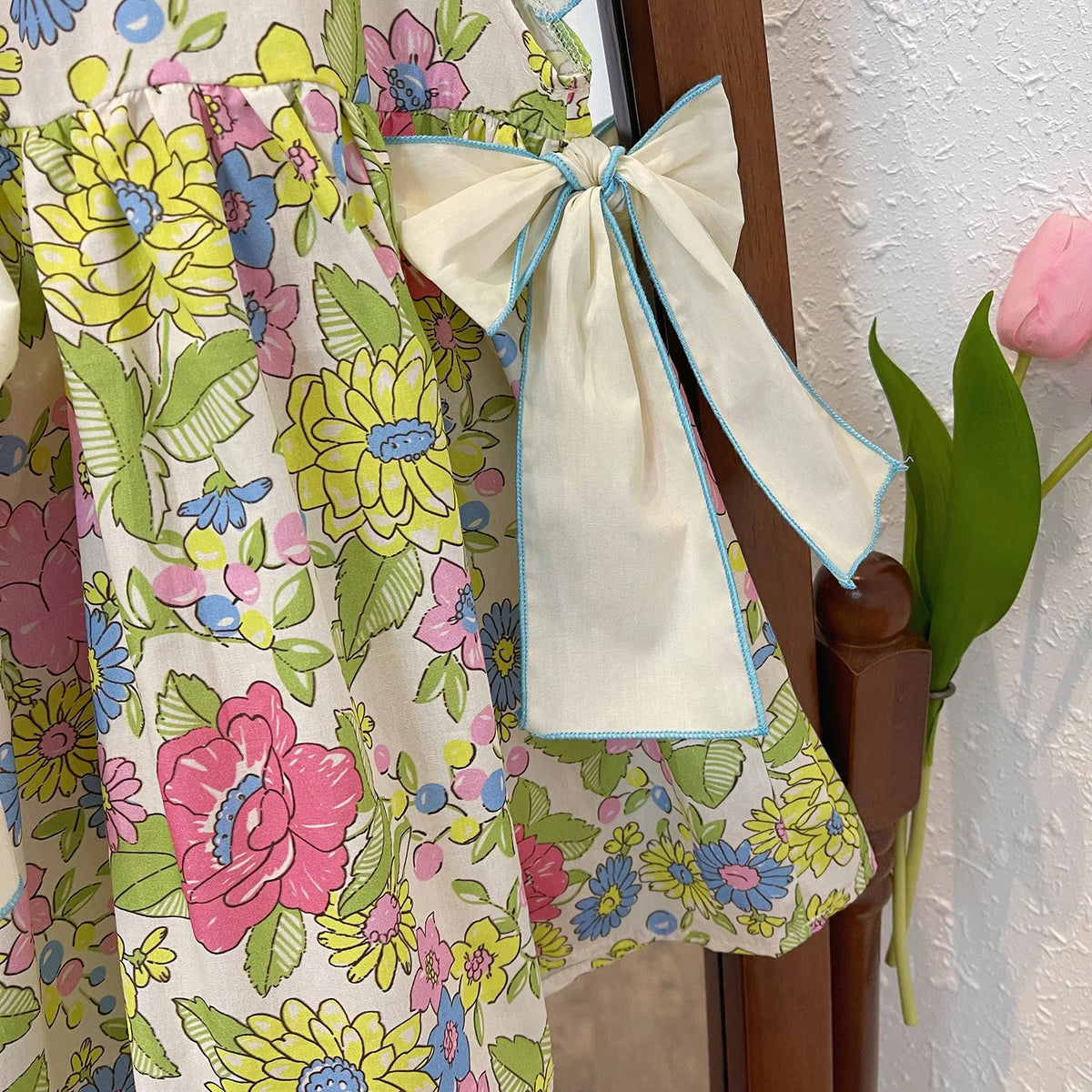 Floral Suspenders Dress for Flower Girl – Girls Casual Wedding Dress with Flower Print, Ages 3-7 Years Baby Girl Dress