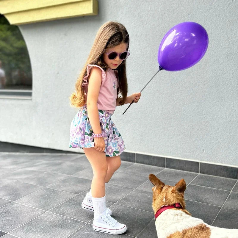 Summer Baby Girls Clothes Cotton Children's Clothing Sets for Kids  Butterfly Sleeve T-Shirts Flowers Print Shorts Two Piece