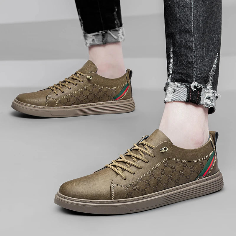 2025 Italian Brand Men's Genuine Leather Shoes Classic Khaki Oxford Shoes Wear-resistant Soles Men's Outdoor Hiking Shoes