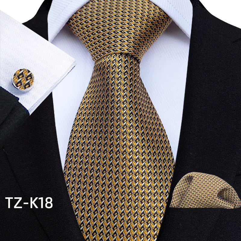 Men Ties Set Green Floral Paisley Necktie Business Formal Pocket Square Cufflinks Set For Wedding Party Accessories Cravat