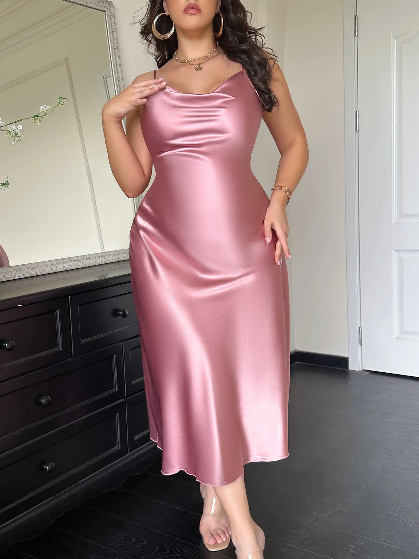 Plus Size Sexy Women Nightgown Long Solid Sleeveless Elegant Nightdress for Loungewear and Sleep