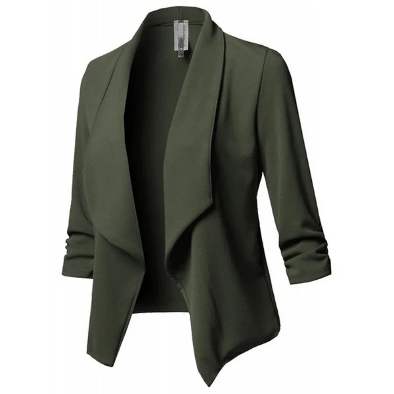 Women Blazer Jackets Female Retro Suits Coat Feminino OL Blazers Outerwear Plus Size Open Front Short Cardigan Plus Size