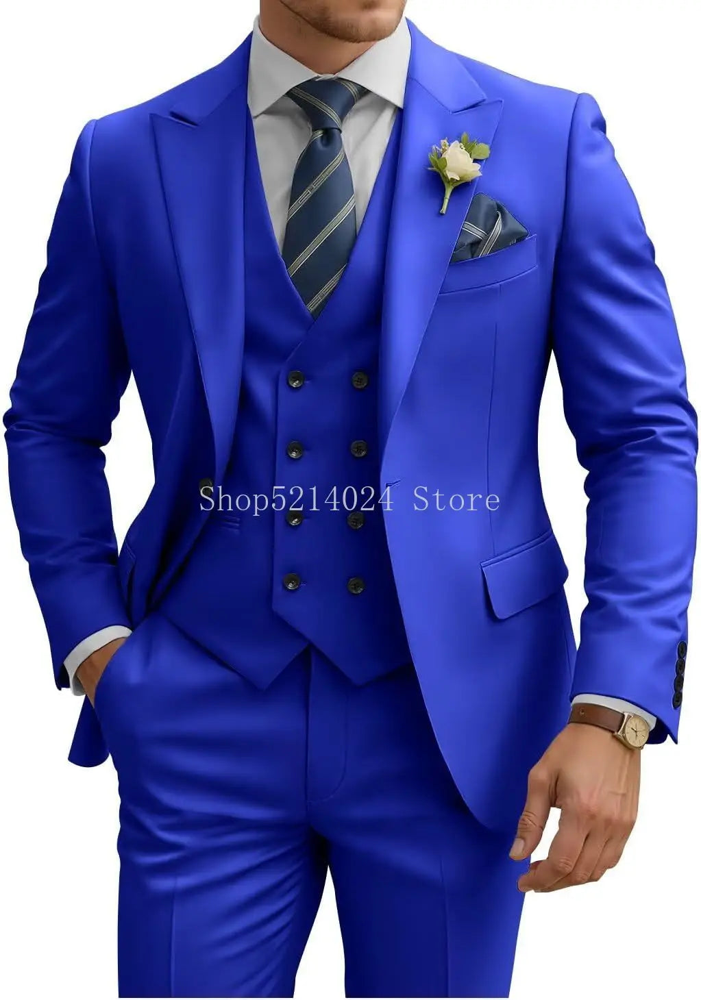 Mens Suit 3 Piece Slim Fit Suits for Men Double Breasted Suit Wedding Prom Suits Formal Business Dinner Tuxedo