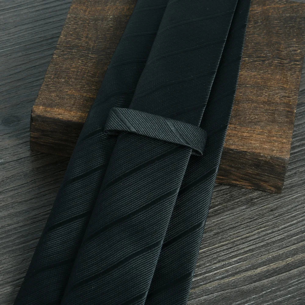 Gray Balck Blue Striped Men Ties 8cm Width Jacquard Polyester Necktie For Men Daily Wear Accessories
