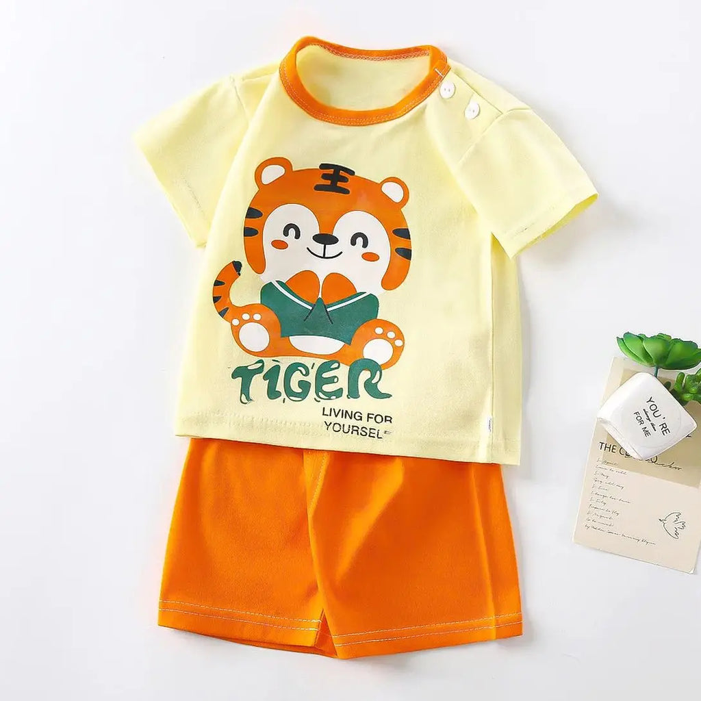 Kid Boy Clothes Cartoon Girl Outfit Short Sleeve Cotton Toddler Clothing T-shirt+Short Pant 2Pcs Girl Suit Baby Tracksuit A1151
