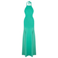 Women's Halter Neck Open Back Maxi Dress Ribbed Knit Top Flowy Chiffon Hem Bodycon Female Summer Evening Vacation Party Dress