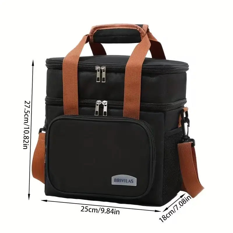 1pc Insulated Lunch Bag, Large Capacity Double-layer Insulated Tote Bag, Suitable For Picnics, School And Work.