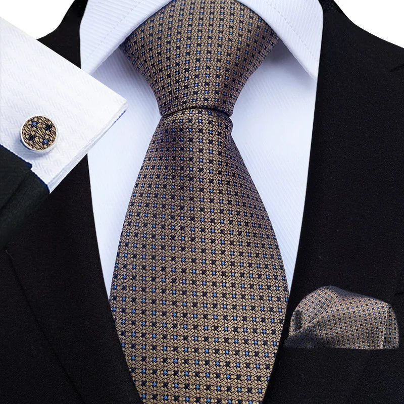 Men Ties Set Green Floral Paisley Necktie Business Formal Pocket Square Cufflinks Set For Wedding Party Accessories Cravat