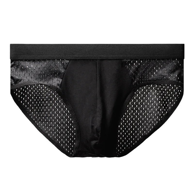 Men Underwear Male Thin Breathable Triangle Panties for Men's Ice Silk Briefs Mesh Sexy Square Corner Pants for men's Shorts
