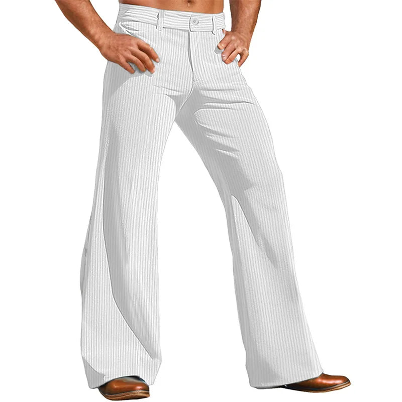 2026 Men's Dress Pants Solid Corduroy Flared Trousers Male Casual Pocket Plain Comfort Business Daily Holiday Modern Pants Men
