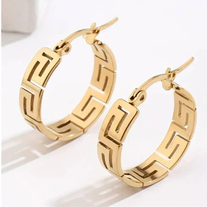 KSRA Fashion Exquisite Gold Color Hollow Simple Earrings For Women Light luxury Wedding Party Jewelry 2024 New