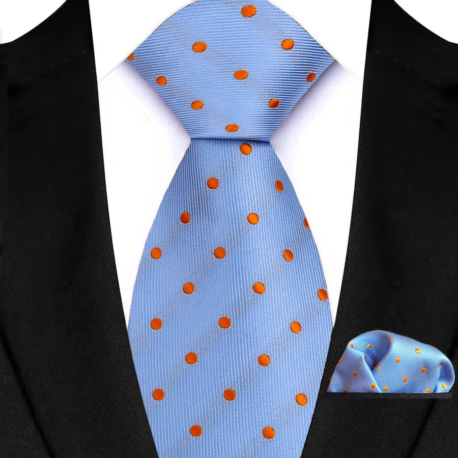 Men's Ties Set Luxury Floral Plaid Solid Light Blue Ties Business Party Formal Necktie Pocket Square Set Suits Accessory Gift