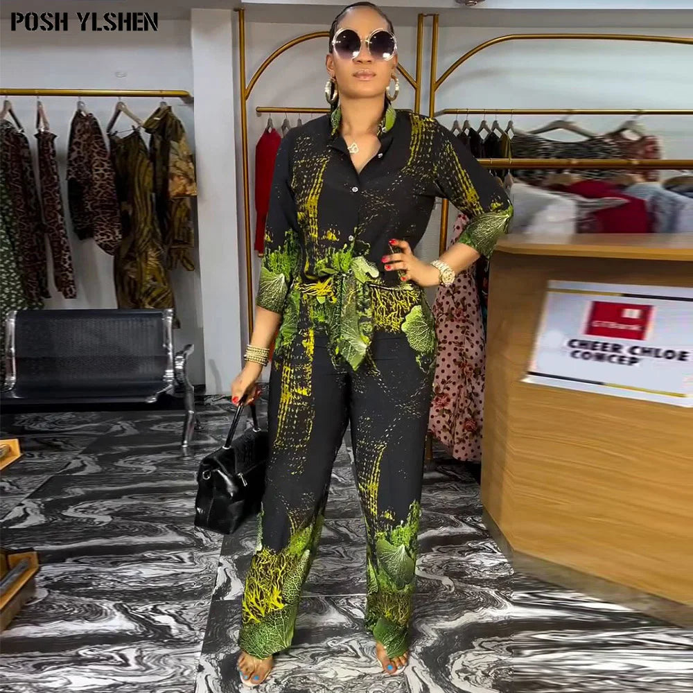 Two 2 Piece Pant Sets Women Outfit Summer Clothes African Dresses for Women 2025 Sexys New in Matching Set Dames Africa Clothing