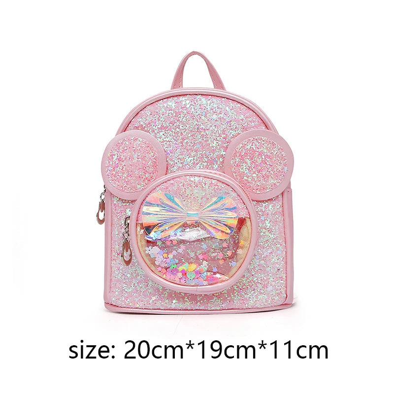 Cute Children Bag Fashion Sequin rtoon Mouse CasKindergarten Backpacks for Baby Girls Caual Backpack Princess Bag Girls Gifts