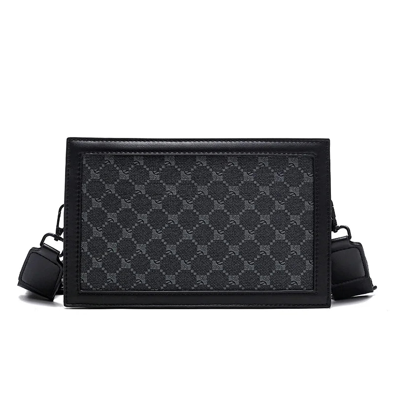 High-quality Men's Shoulder Bag Stylish Small Square Bag Minimalist Plaid Light Business Crossbody Bag Casual Street Sling Bag