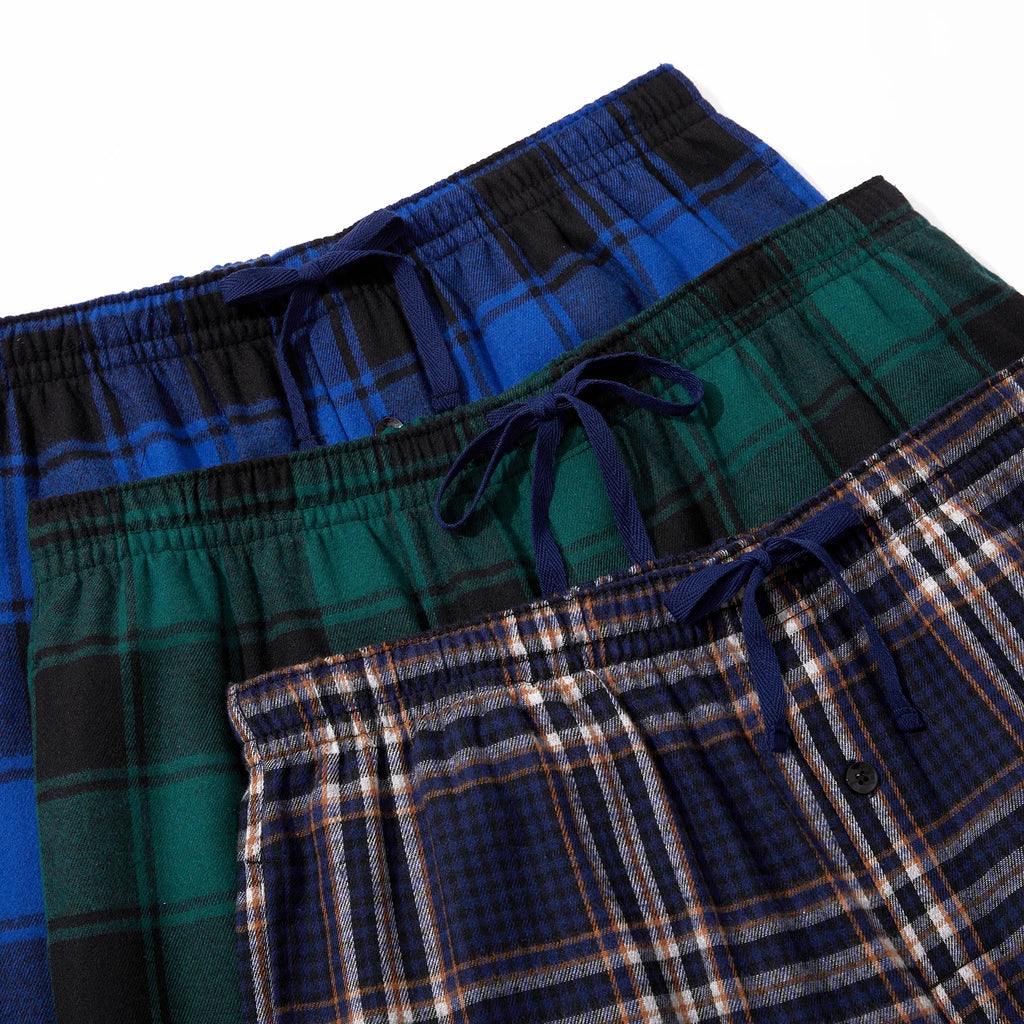 Men's Autumn/Winter Pajama Pants Flannel Plaid Casual Comfy with Pocket Stretchy Elastic Waistband Mans Pajamas Bottoms