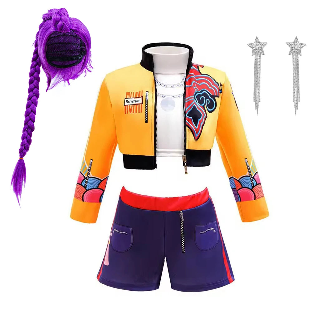 Halloween Role Playing Costumes Girl Singer Costume Kids For Girls Stage Performance Birthday Party 3PCS Jacket Shorts Set