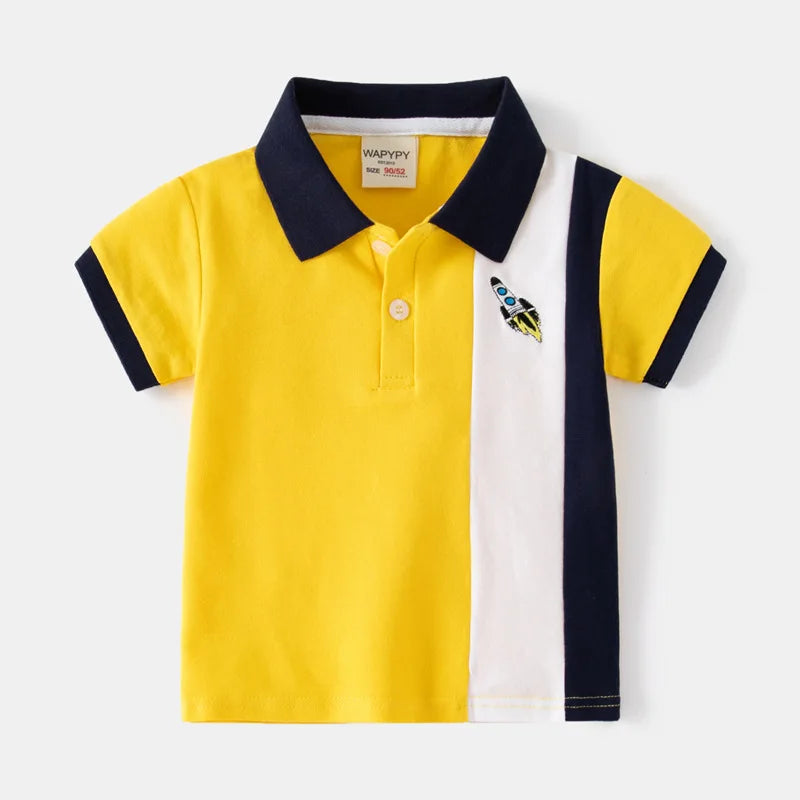 Korean Polo Tshirt Boy 100% Cotton Boys Clothes for School Uniform 2024 Shirts Solid White Black Green Polos Children's Clothing