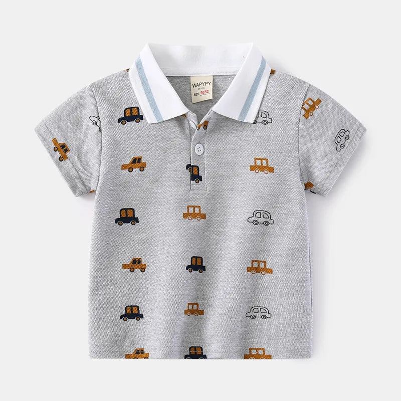 Korean Polo Tshirt Boy 100% Cotton Boys Clothes for School Uniform 2024 Shirts Solid White Black Green Polos Children's Clothing
