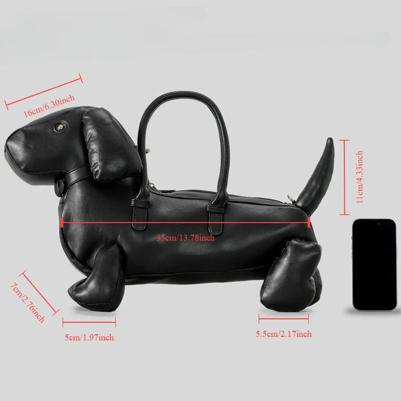 Women's Fashion Creative Design Cute Dachshund Handbag PU Soft Leather Shoulder Messenger Bag
