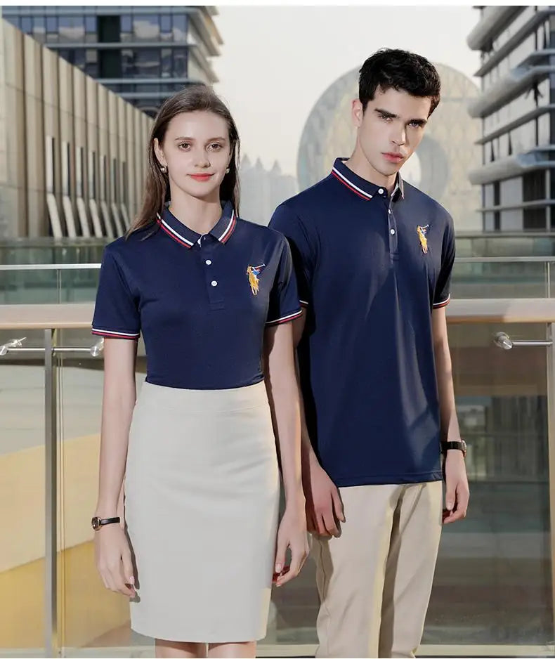 Restaurant Polo Shirt for Men Women Waiter Short Sleeve Work Wear Custom Company Logo Cafe Hotel Bar Uniform Printing Embroidery