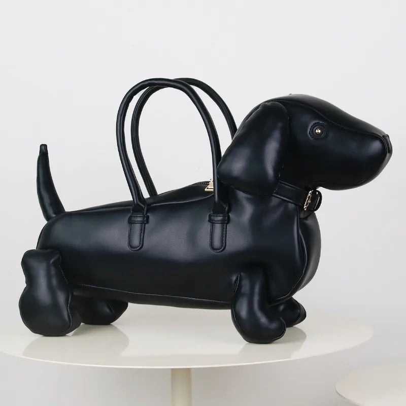 Women's Fashion Creative Design Cute Dachshund Handbag PU Soft Leather Shoulder Messenger Bag