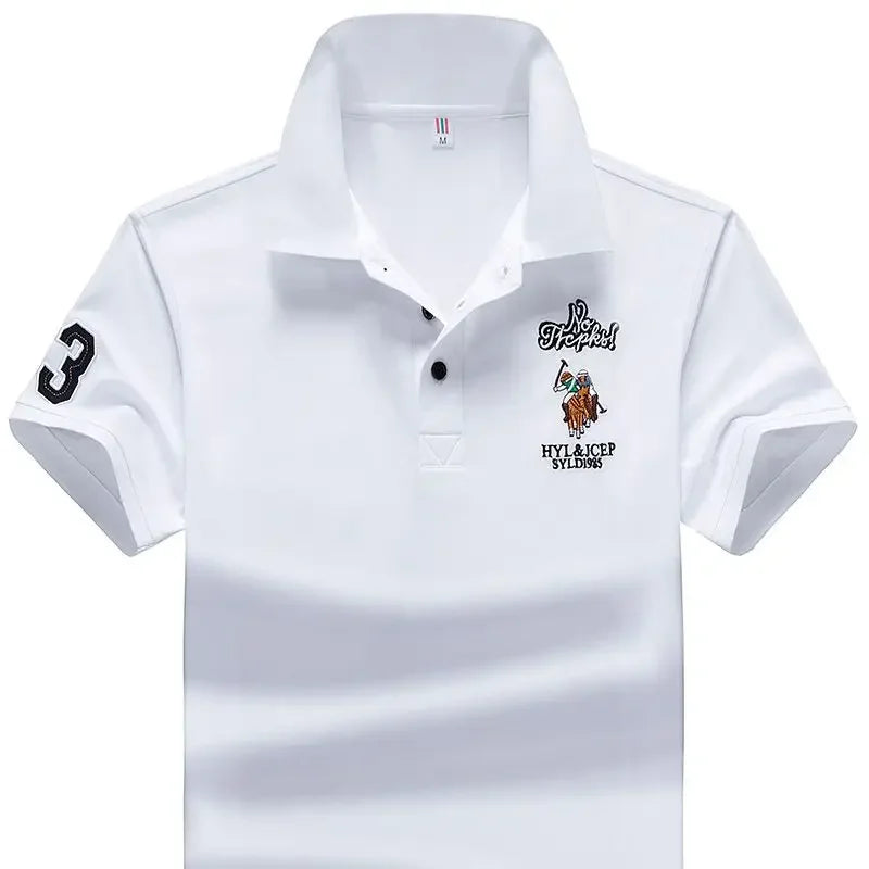 T Shirt For Men Embroidery Top Graphic Man With Collar Tee Yellow Polo Shirts Stylish Men's Clothing Comfortable Cheap Clothes