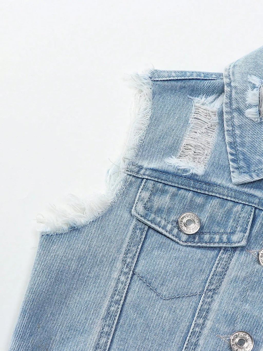 Girls Casual Style Sleeveless Top with Distressed Denim Skirt Set - Trendy Outfit for Kids