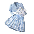 Elegant Girl Suits Dress Clothes Set Teenager Girl Princess Dresses Mesh Ball Gown with Jacket Floral Party Wedding Formal Kids