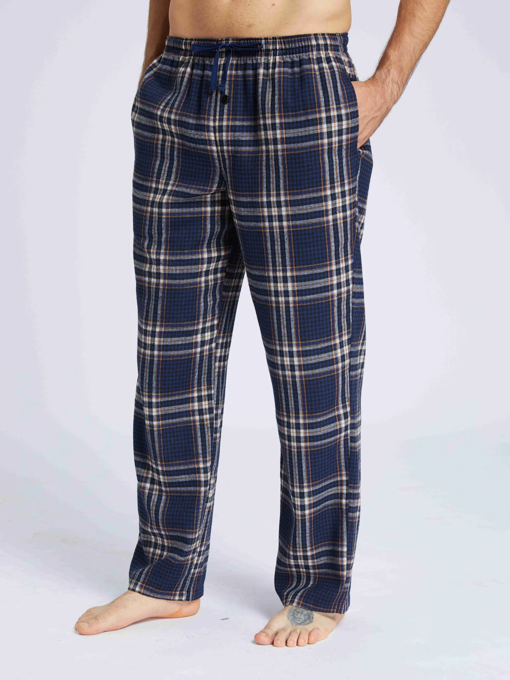 Men's Autumn/Winter Pajama Pants Flannel Plaid Casual Comfy with Pocket Stretchy Elastic Waistband Mans Pajamas Bottoms