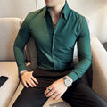 Men Dress Shirt 2025 Autumn Long Sleeve Camisas Business Fashion Shirt Male Solid British Style White Black Shirt Men Clothing