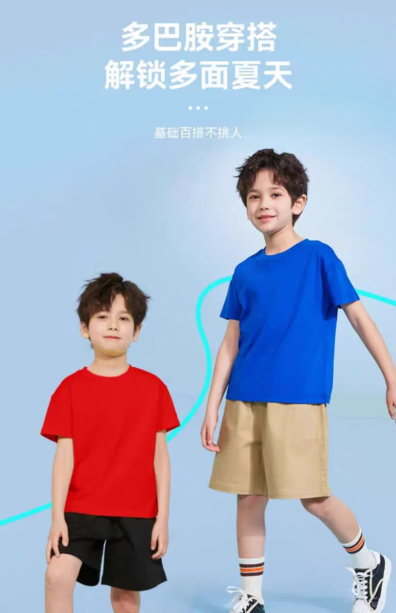 Fashion Boys T-shirt Solid Soft Cotton Summer Boy T Shirt School Sport Kids Children Tops Tee Clothes Birthday Teen 6 8 10 12 Y