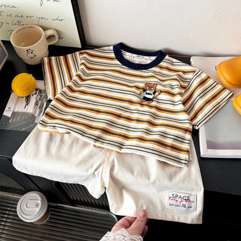 Kids Clothes Set Baby Boy/Girl T-Shirt + Shorts Summer Clothing Cotton Cartoon Casual Boys Tracksuit Children Baby Clothes Set