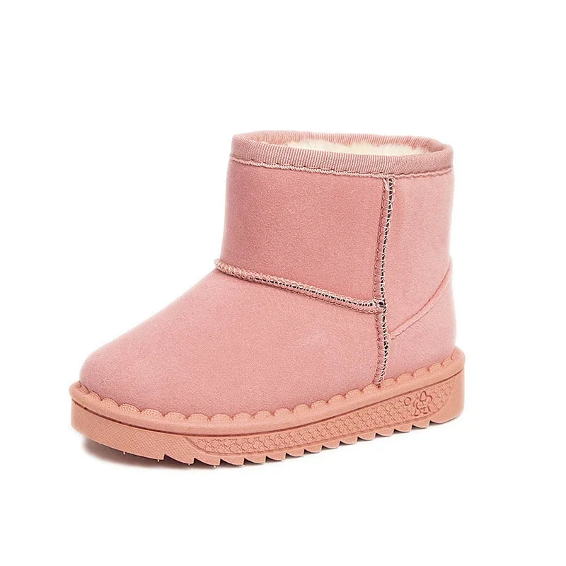 2025 Children Snow Boots Leisure Thick Fur Platform Winter Kids Short Boot Slip-on Unisex Concise Style Boys Girls  Kids Shoes
