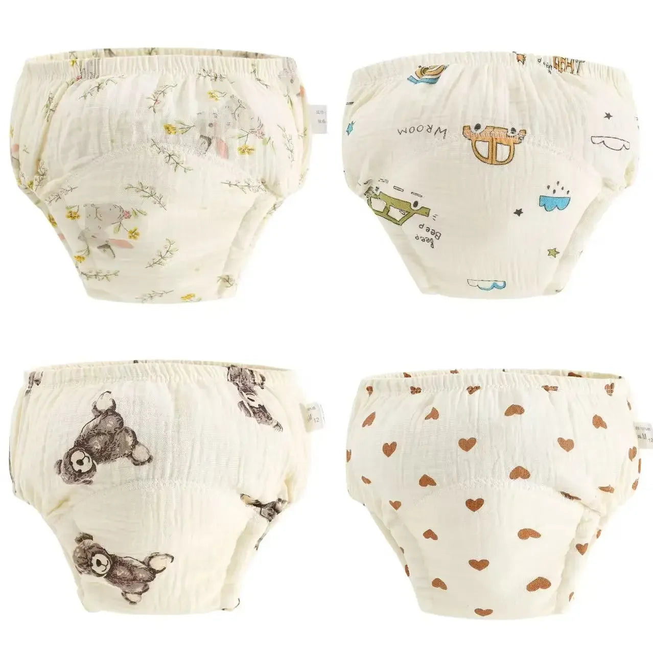 4PCS Baby Waterproof Diapers Pee Shorts Underwears Reusable Soft Ecological Cotton Toddler Potty Training Pants For Boys Girls