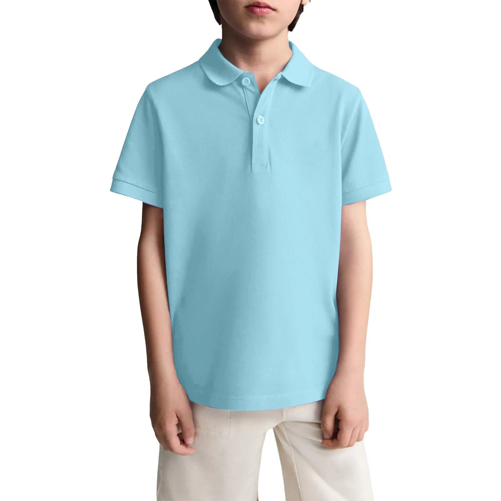 Boys Casual Polo Shirts Short Sleeve Lapel Shirt Short Sleeve Athletic Tee School Uniform Shirts For Kids 6-11y
