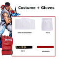 Street Fighter Ryu and Ken Cosplay Costume White and Red Martial Arts Uniform with Belt Men's Karate Outfit for Adults